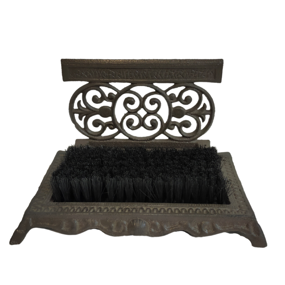 Brosse à chaussures gratte pied en fonte marron 27 x 19 x 16 cm Chemin de campagne - Image 1