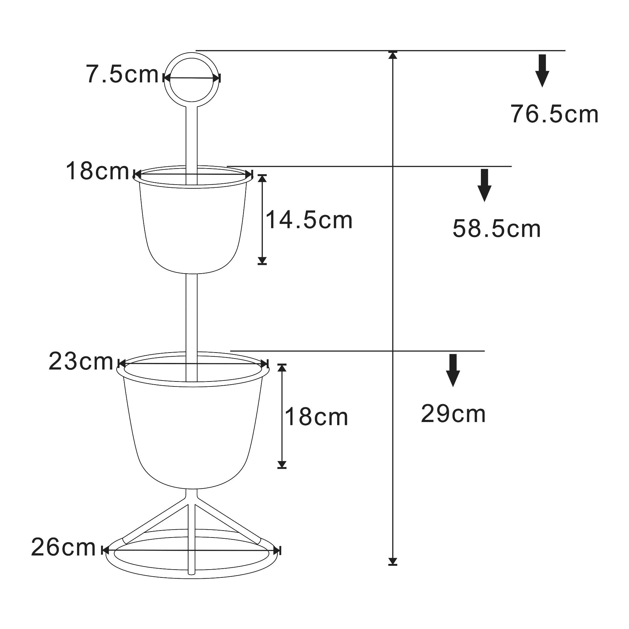 Helloshop26 - Porte-plantes style intemportel support 77 x 26 cm 2 cache-pots noir - Image 2