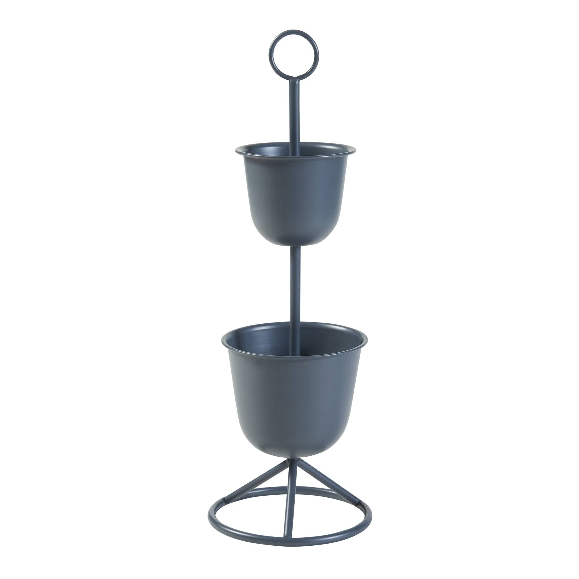 Helloshop26 - Porte-plantes style intemportel support 77 x 26 cm 2 cache-pots noir - Image 1