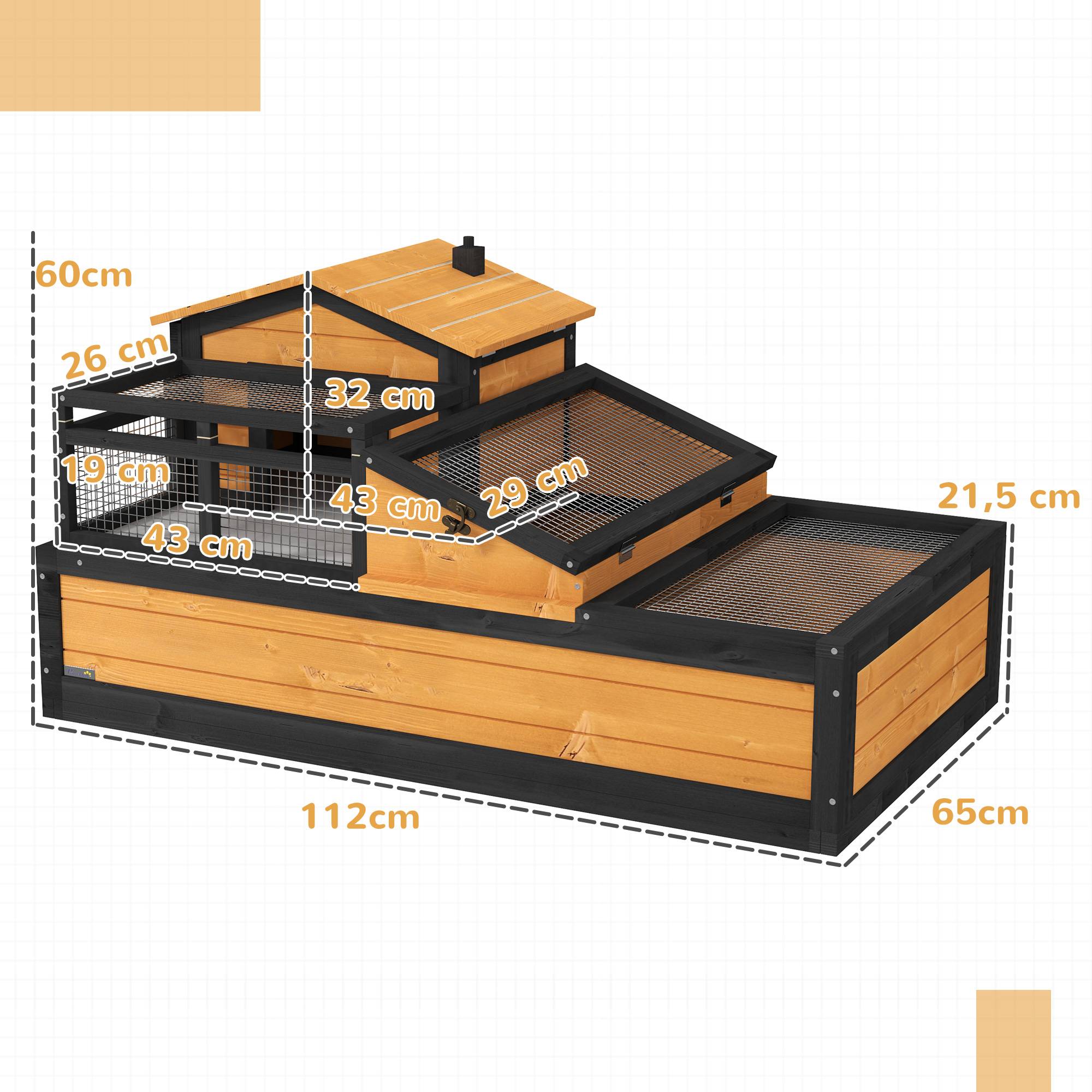 Sans Marque - Maison pour tortues, 2 niveaux, pour l'intérieur et l'extérieur, tiroir, bois de sapin, jaune - Image 5
