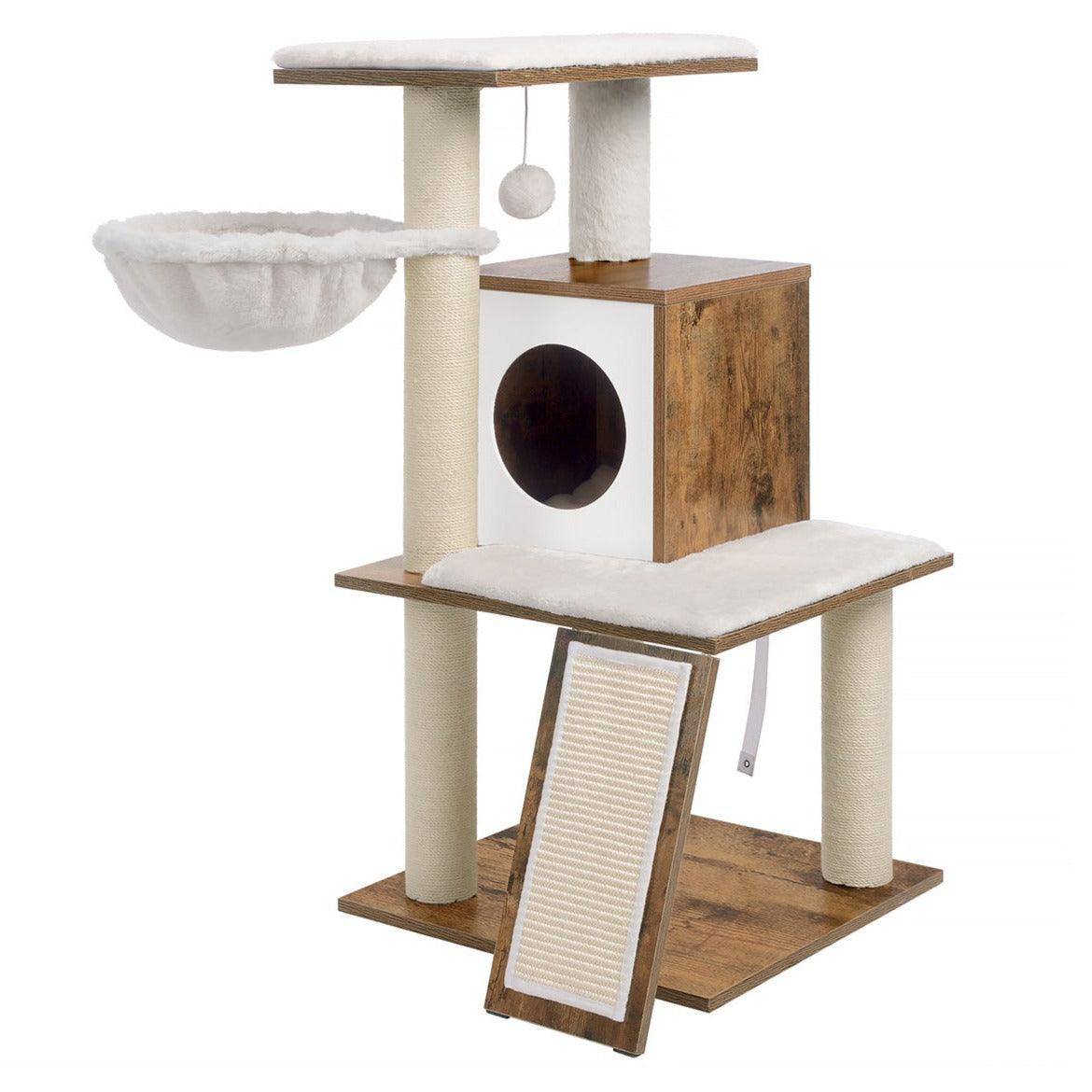 Arbre à chat griffoir tour de jeux 96 cm brou de noix - Image 2