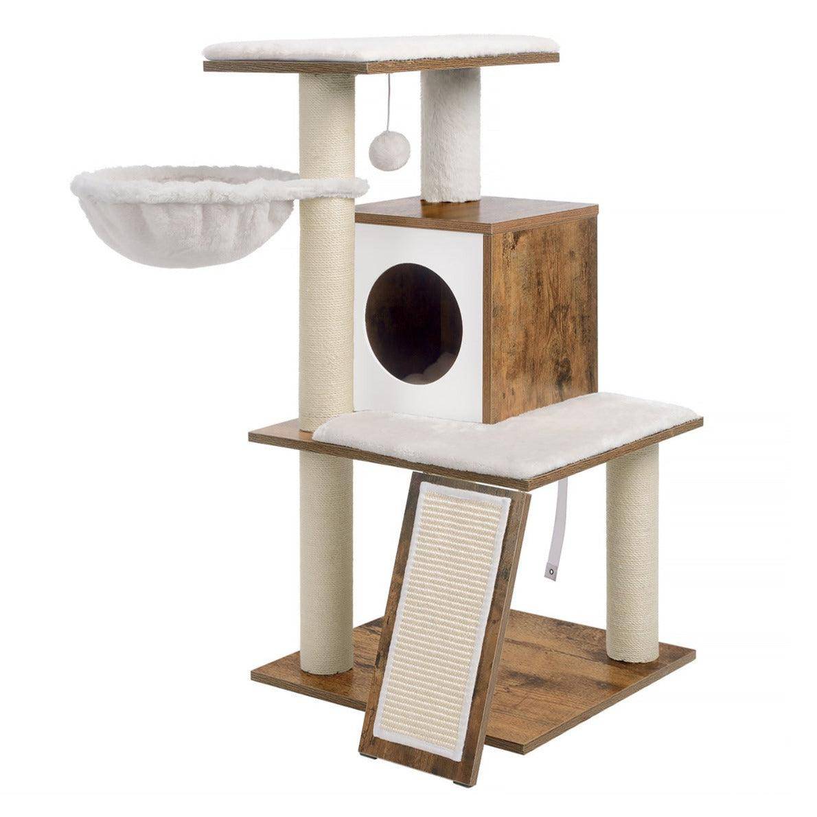 Arbre à chat griffoir tour de jeux 96 cm brou de noix - Image 1