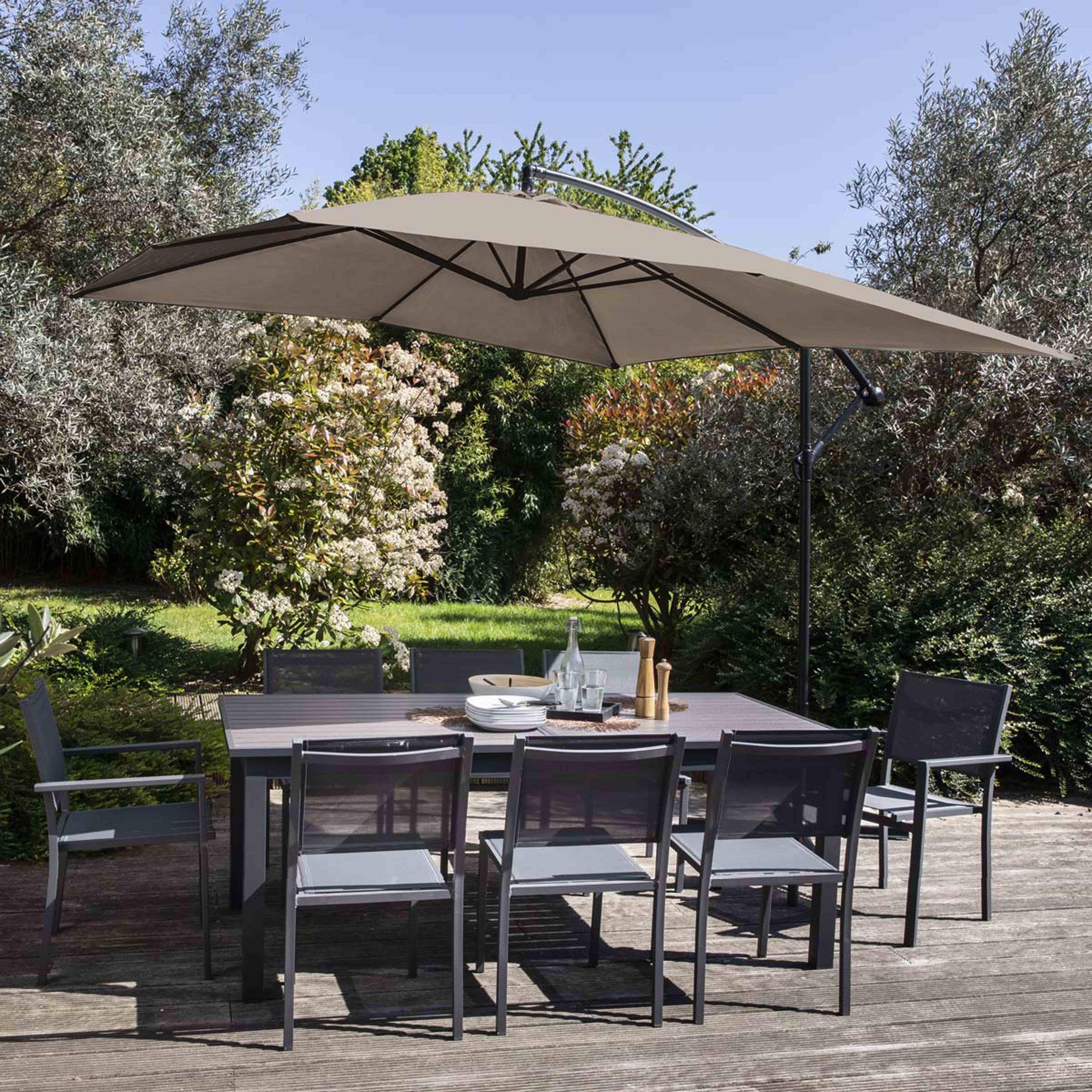 Oviala - Parasol déporté 3x3m acier taupe Genova - Oviala - Image 2