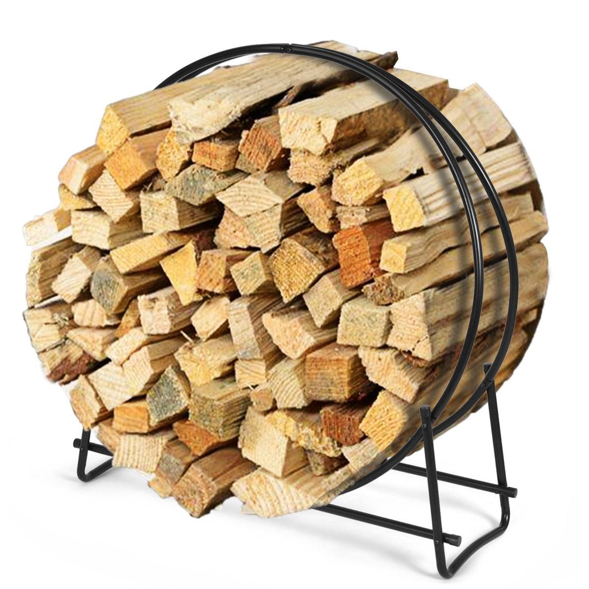 Helloshop26 - Range-bûches 102 cm support tubulaire métallique robuste pour bois de chauffage montage facile range-bûches pour patio noir - Image 1