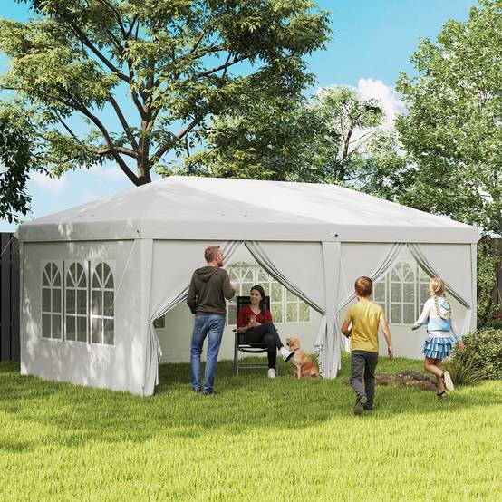 Tente de réception pliante acier pour fêtes avec parois amovibles 6x3m Blanc - ComfortXL Outdoor Living - Image 3