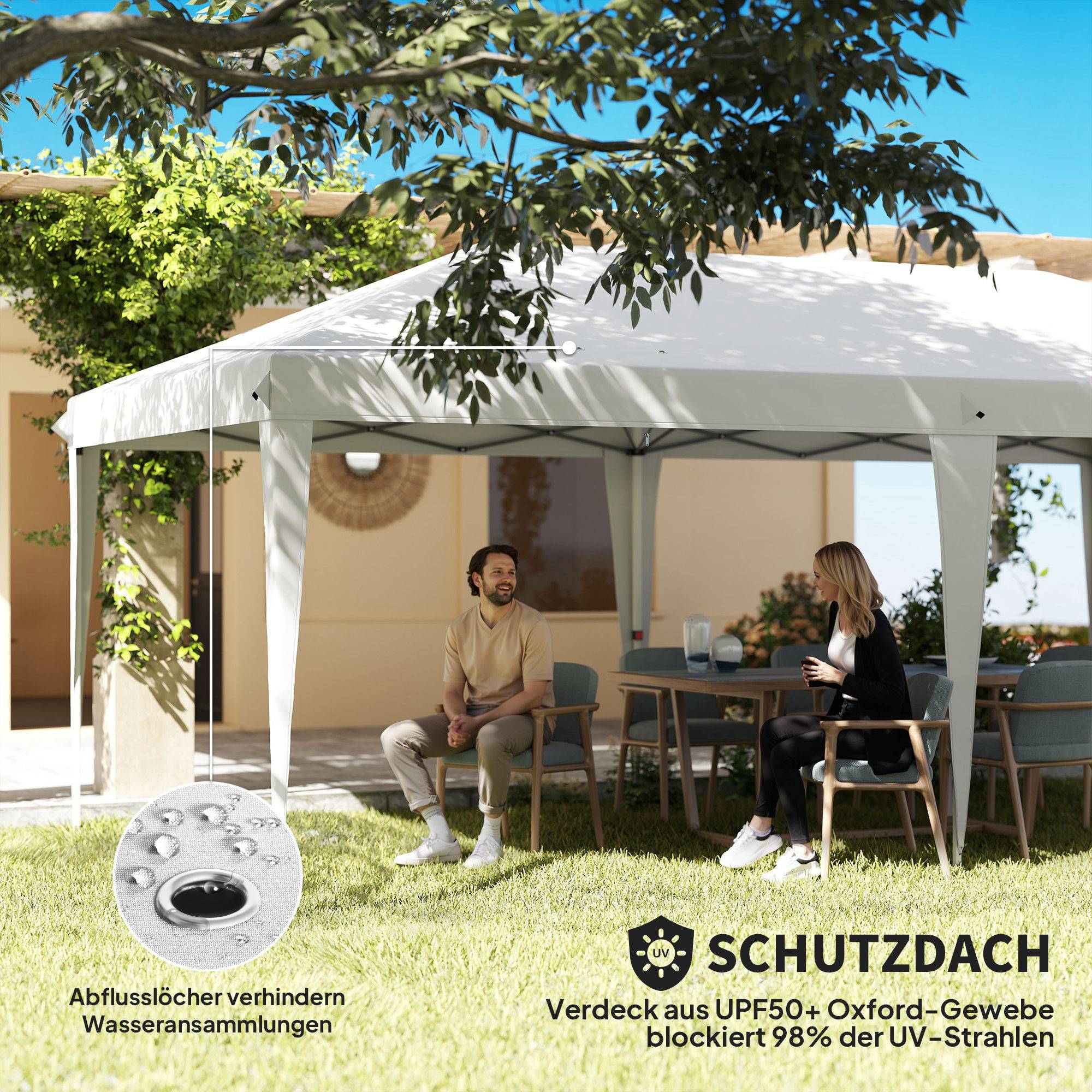 Tente de réception pliante acier pour fêtes avec parois amovibles 6x3m Blanc - ComfortXL Outdoor Living - Image 8