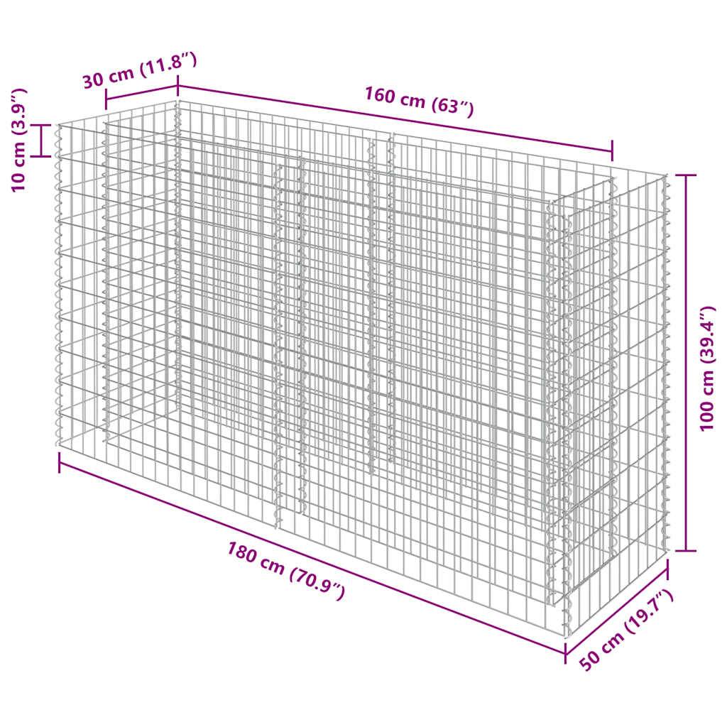 Vidaxl - Lit surélevé à gabion Acier galvanisé 180x50x100 cm vidaXL 143558 - Image 3