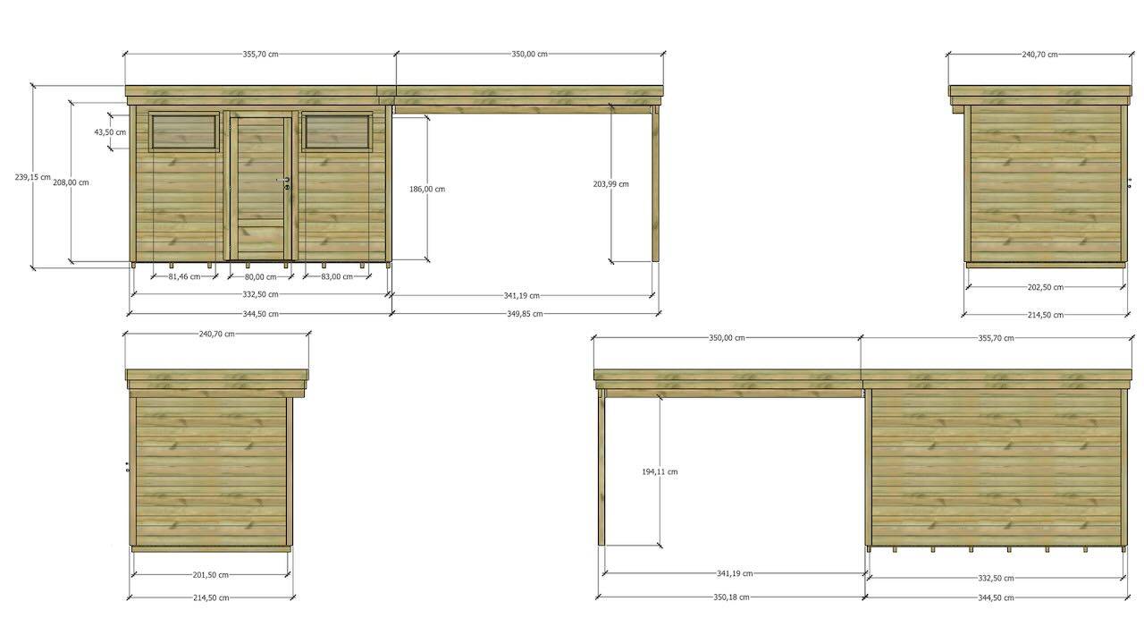 Abri Français - ABRI DE JARDIN bois autoclave 27mm - 6,94x2,14m / 15m2 - Bac acier - Plancher bois - Image 4
