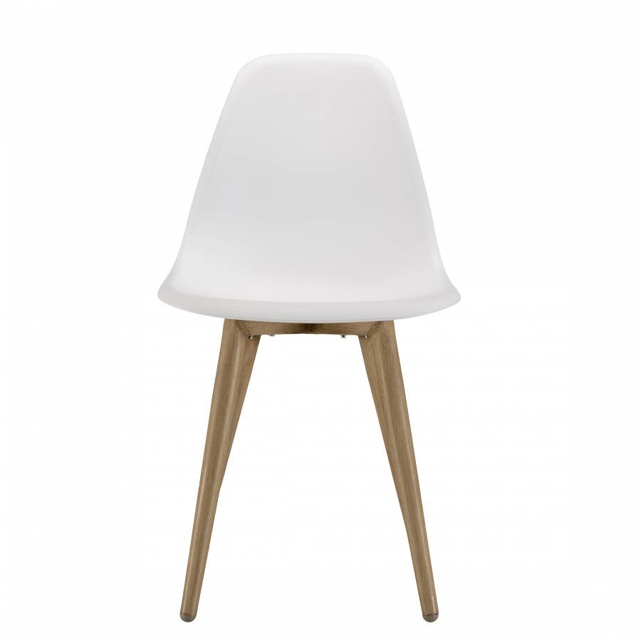 Macabane - MALO - SALON DE JARDIN 4 PERS. - 1 Table ronde 120x120cm et 4 chaises blanches pieds couleur naturelle - Image 8