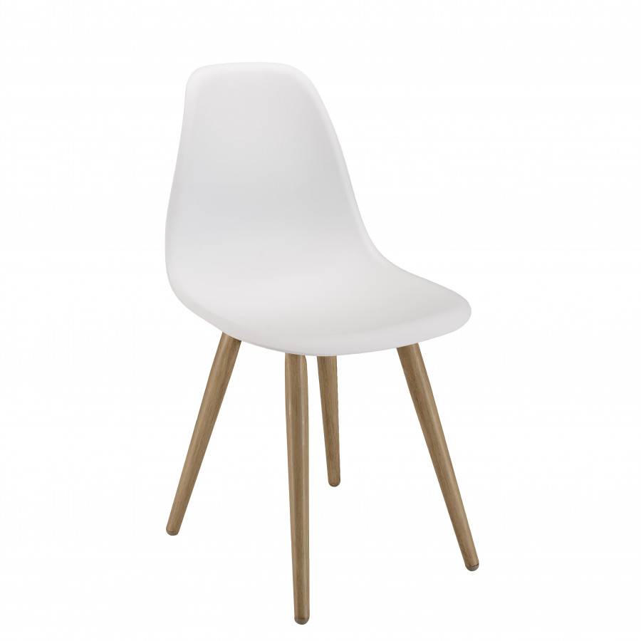 Macabane - MALO - SALON DE JARDIN 4 PERS. - 1 Table ronde 120x120cm et 4 chaises blanches pieds couleur naturelle - Image 9