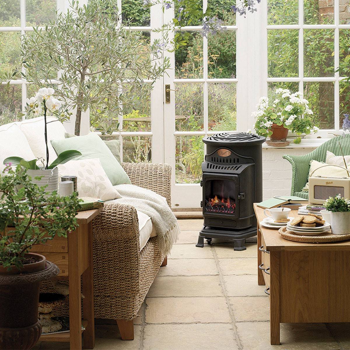 Pack de 2 Poêles à gaz Noir Provence en fonte 3,4KW Effet feu Chauffage d'appoint gaz sur roues - Image 6