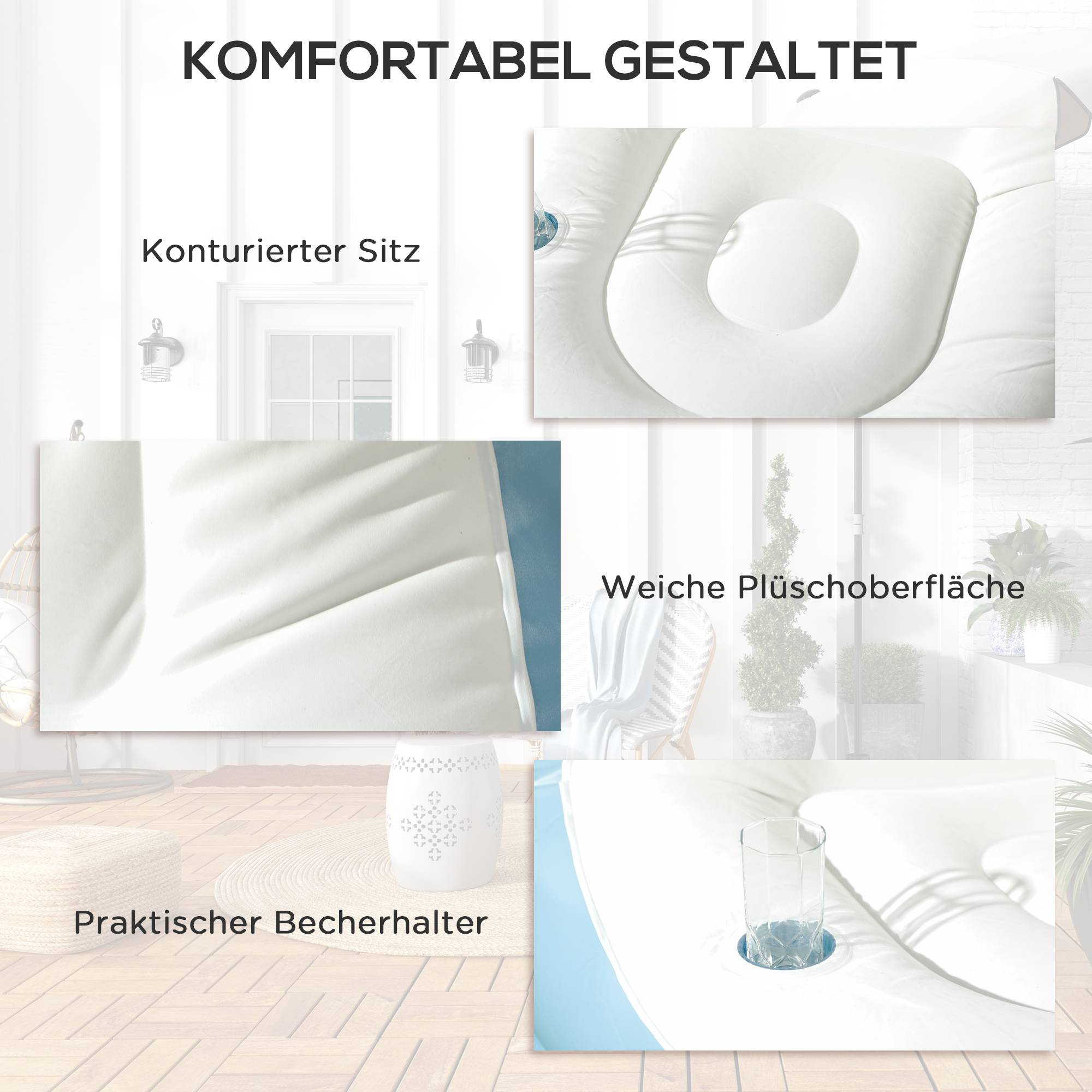 PANGIVO - Fauteuil gonflable plastique blanc et bleu 125 x 100 x 87 cm - PANGIVO - Image 7