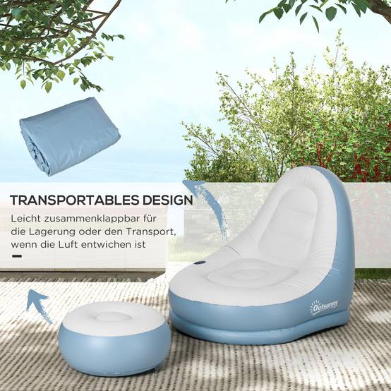 PANGIVO - Fauteuil gonflable plastique blanc et bleu 125 x 100 x 87 cm - PANGIVO - Image 8
