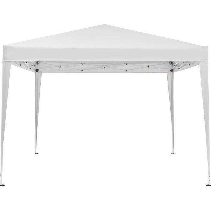 No name  - Tonnelle de jardin pliable 3 x 3 m acier blanc Oxford 210D écru - Image 1