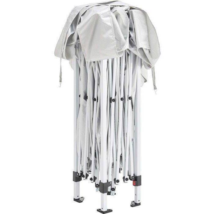 No name  - Tonnelle de jardin pliable 3 x 3 m acier blanc Oxford 210D écru - Image 9
