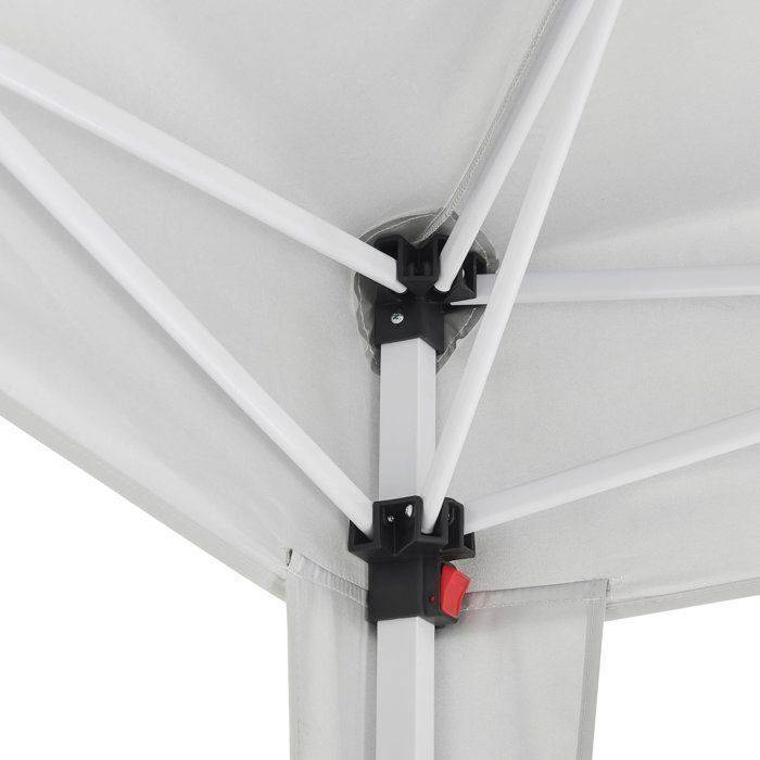 No name  - Tonnelle de jardin pliable 3 x 3 m acier blanc Oxford 210D écru - Image 4