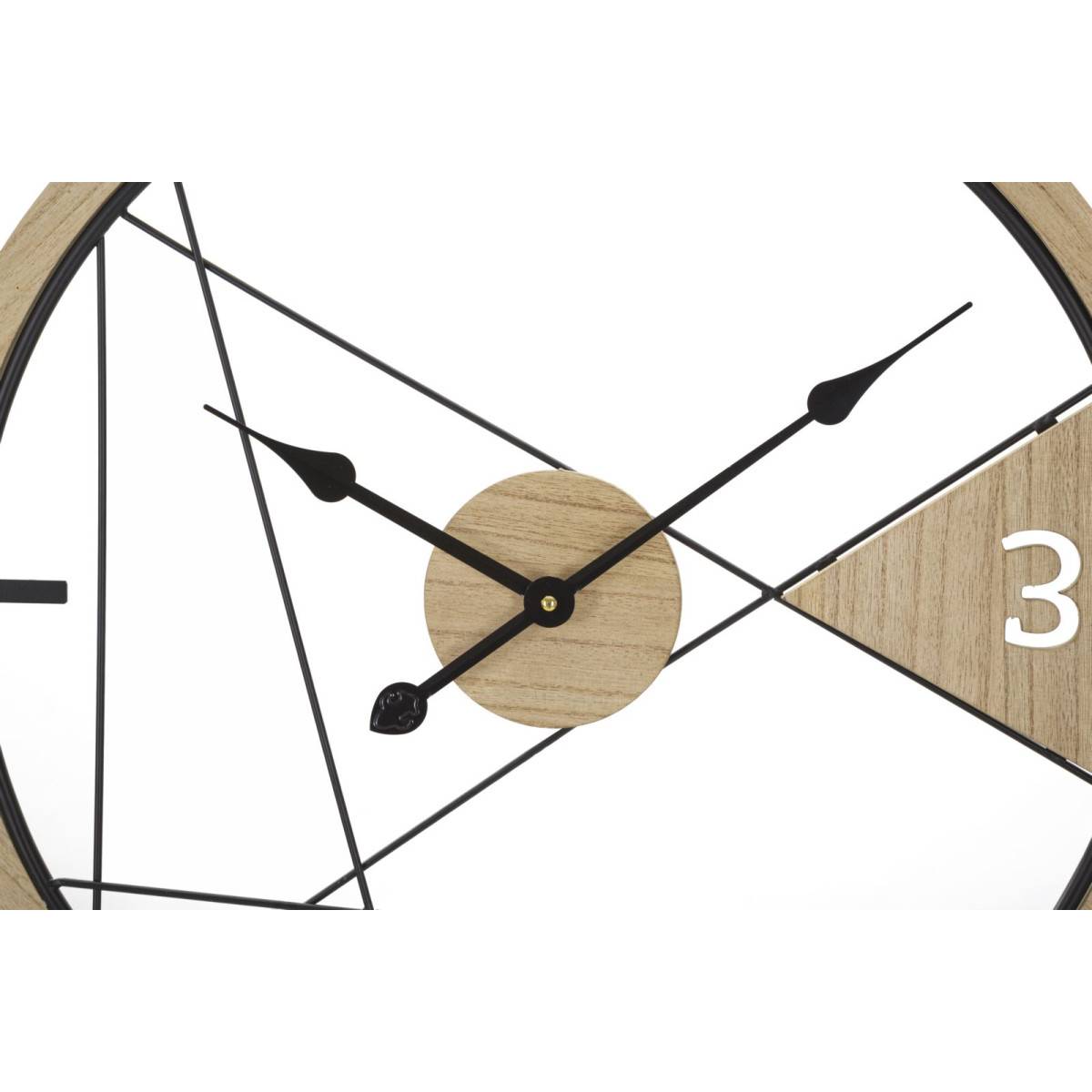 Paris Prix - Horloge Murale en Métal "Geometric" 60cm Naturel & Noir - Image 2