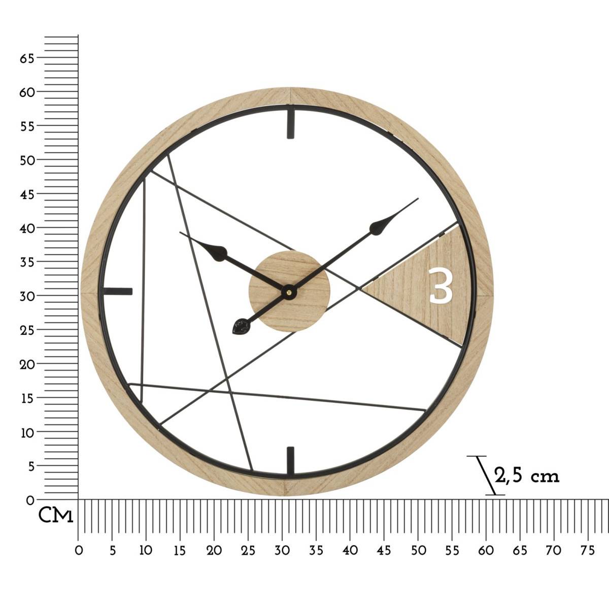 Paris Prix - Horloge Murale en Métal "Geometric" 60cm Naturel & Noir - Image 6
