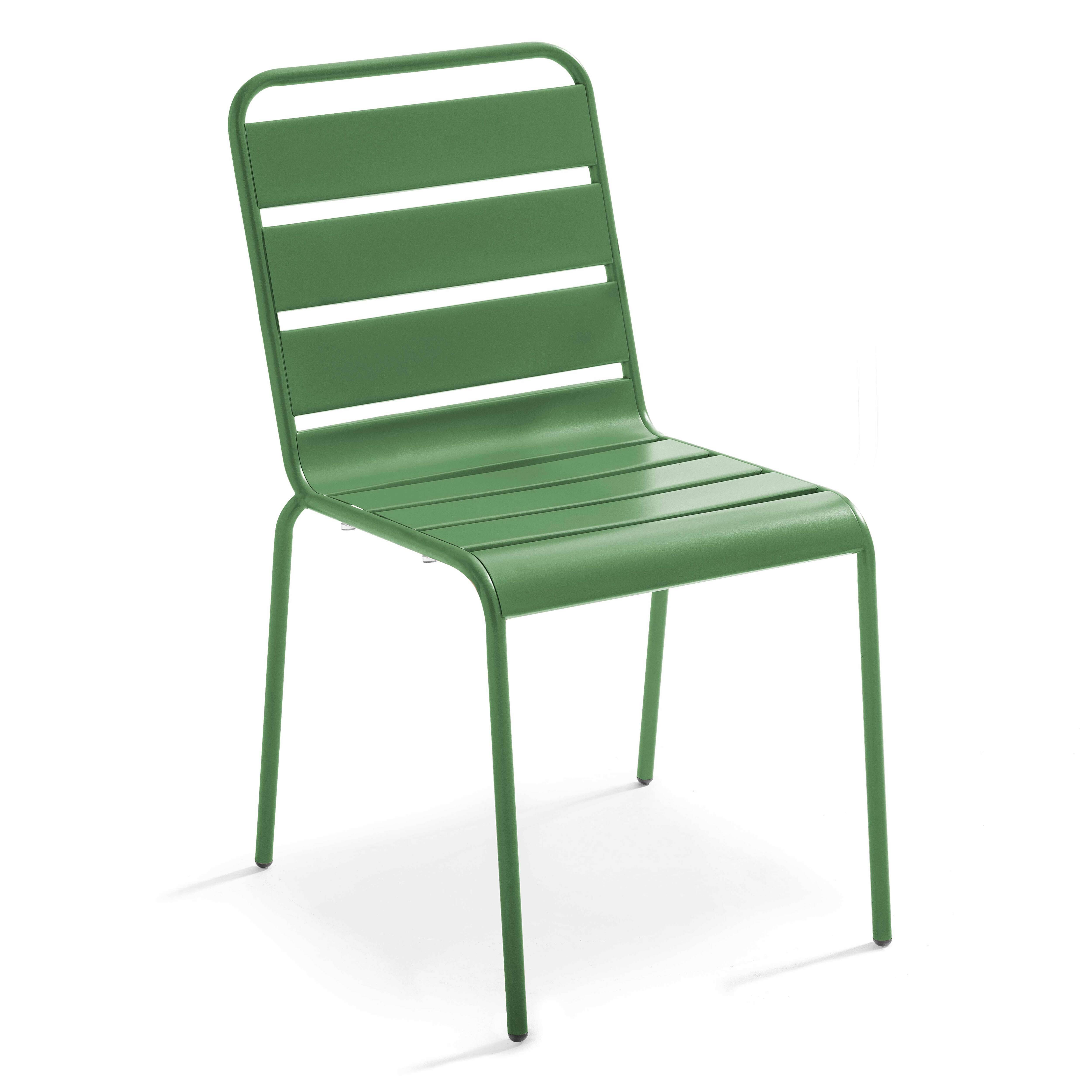 Oviala - Ensemble table de jardin et 8 chaises en métal vert cactus  Palavas - Oviala - Image 6