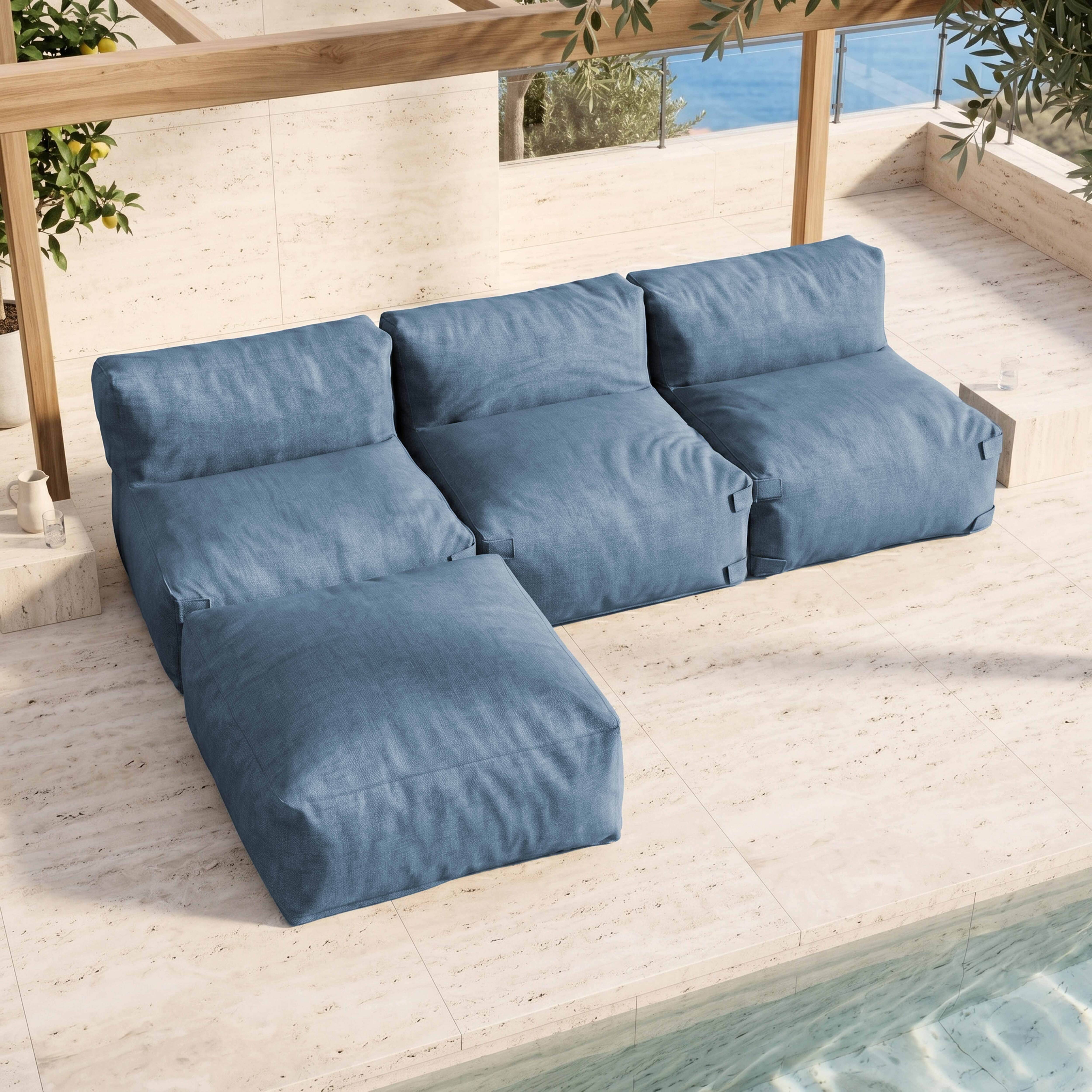 Oviala - Canapé de jardin modulable 4 places bleu pacific Mixi - Oviala - Image 3