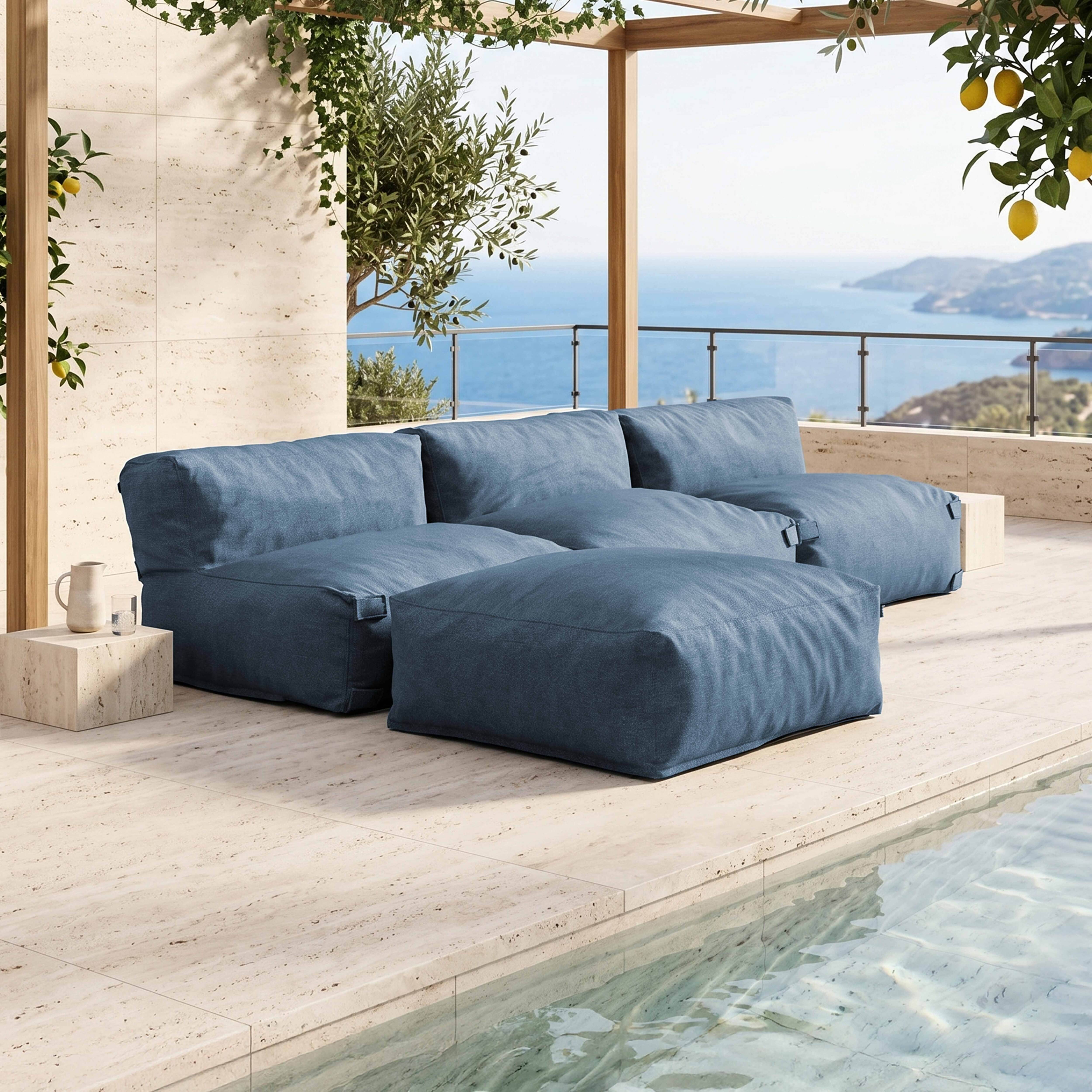 Oviala - Canapé de jardin modulable 4 places bleu pacific Mixi - Oviala - Image 1