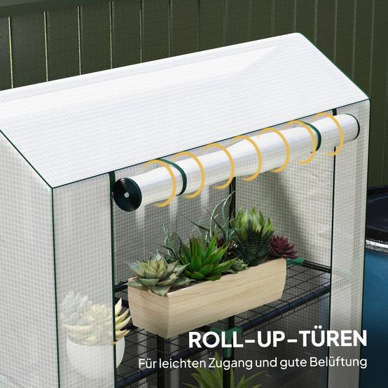Serre étagères acier pour pots protection UV 100x40x150cm blanc - ComfortXL Outdoor Living - Image 8