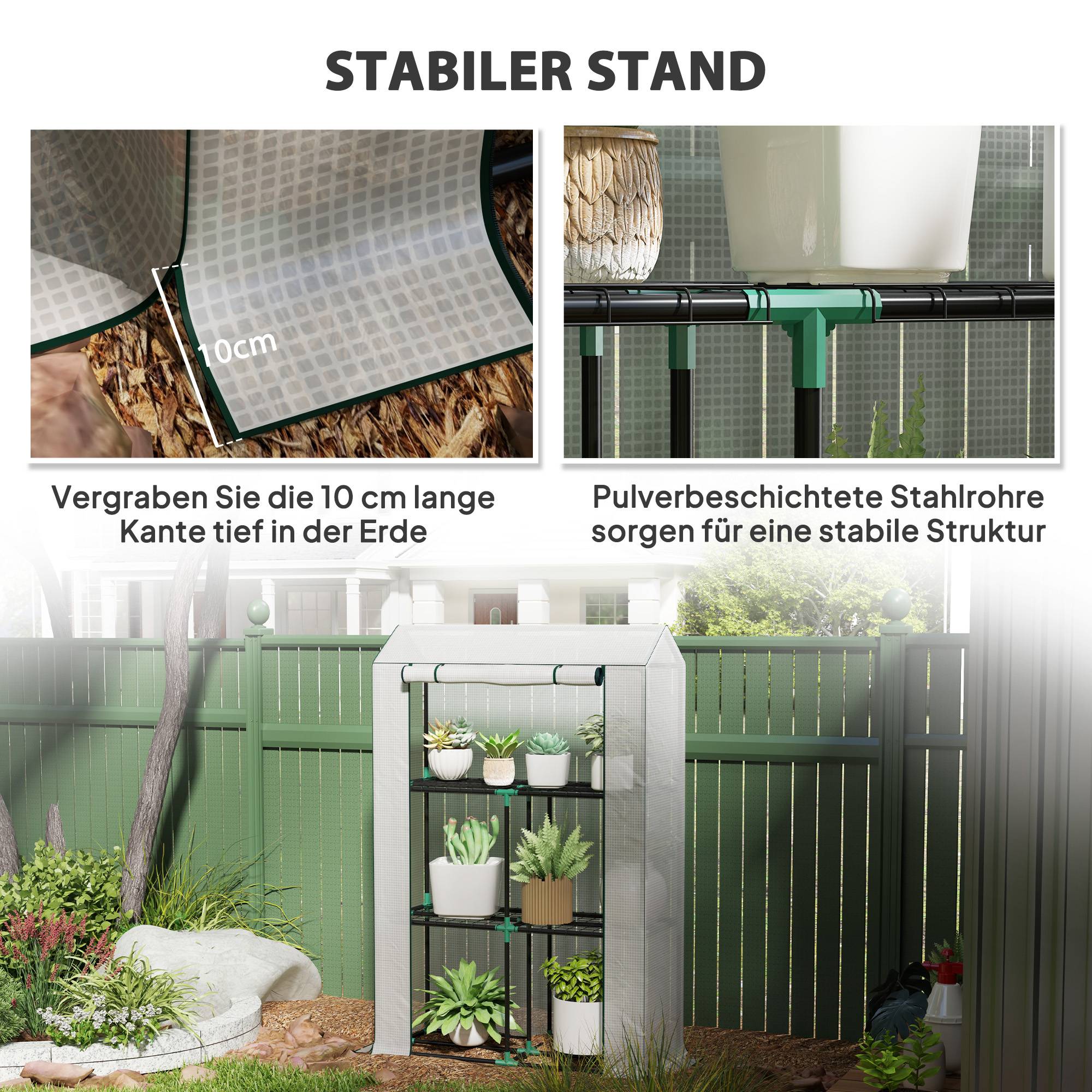 Serre étagères acier pour pots protection UV 100x40x150cm blanc - ComfortXL Outdoor Living - Image 9