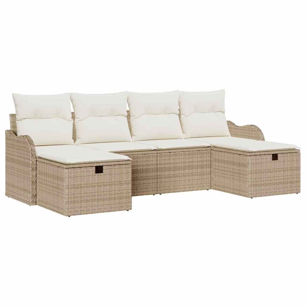 Salon de jardin modulable 6 places en Poly rotin avec Espace de Rangement Beige – ComfortXL Outdoor Living - Image 2