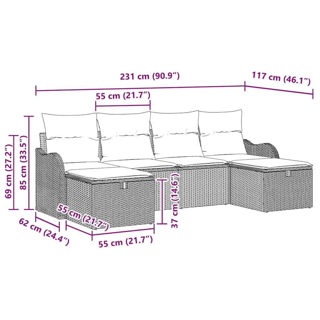 Salon de jardin modulable 6 places en Poly rotin avec Espace de Rangement Beige – ComfortXL Outdoor Living - Image 4
