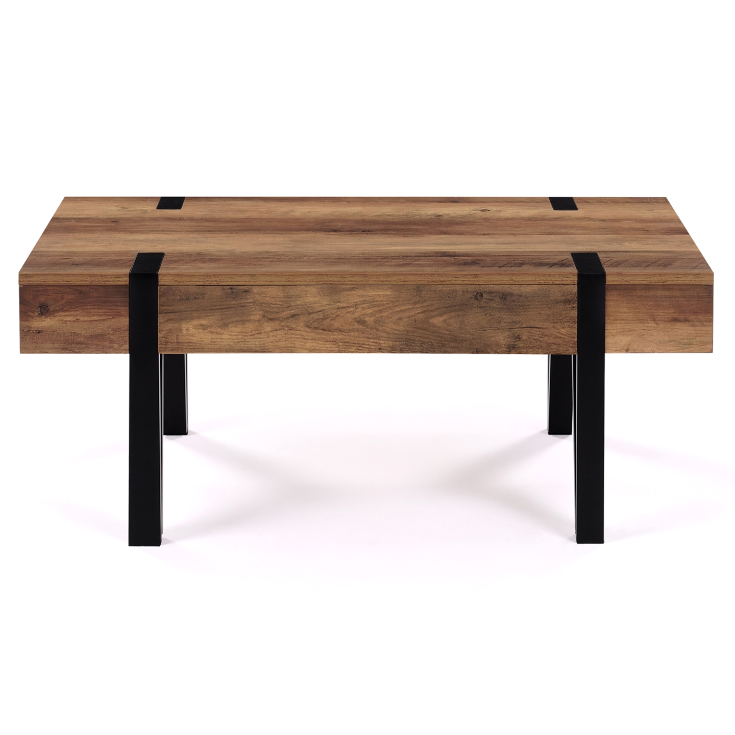Table basse rectangulaire 1 tiroir AUSTRIA 100 cm bois pied épingle noir - Image 3