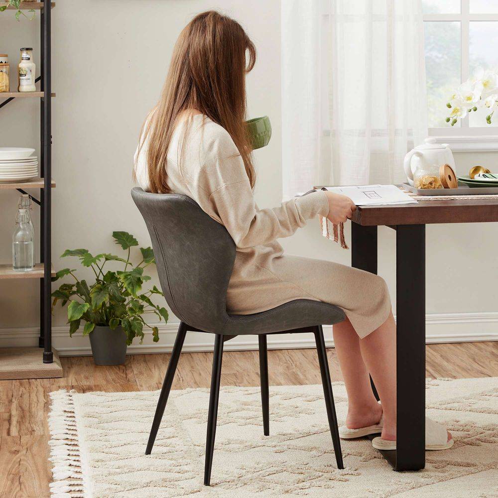 Lot de 2 Chaises PU gris - Image 4