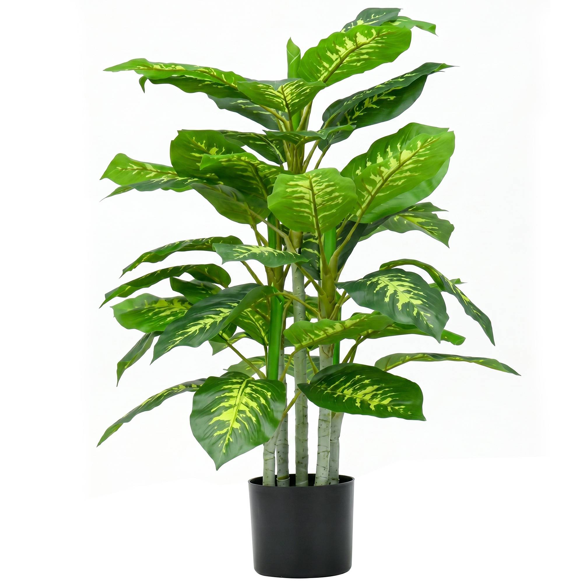 Sans Marque - Plante artificielle, plante en plastique, pot en ciment, intérieur/extérieur, 95 cm, vert - Image 1