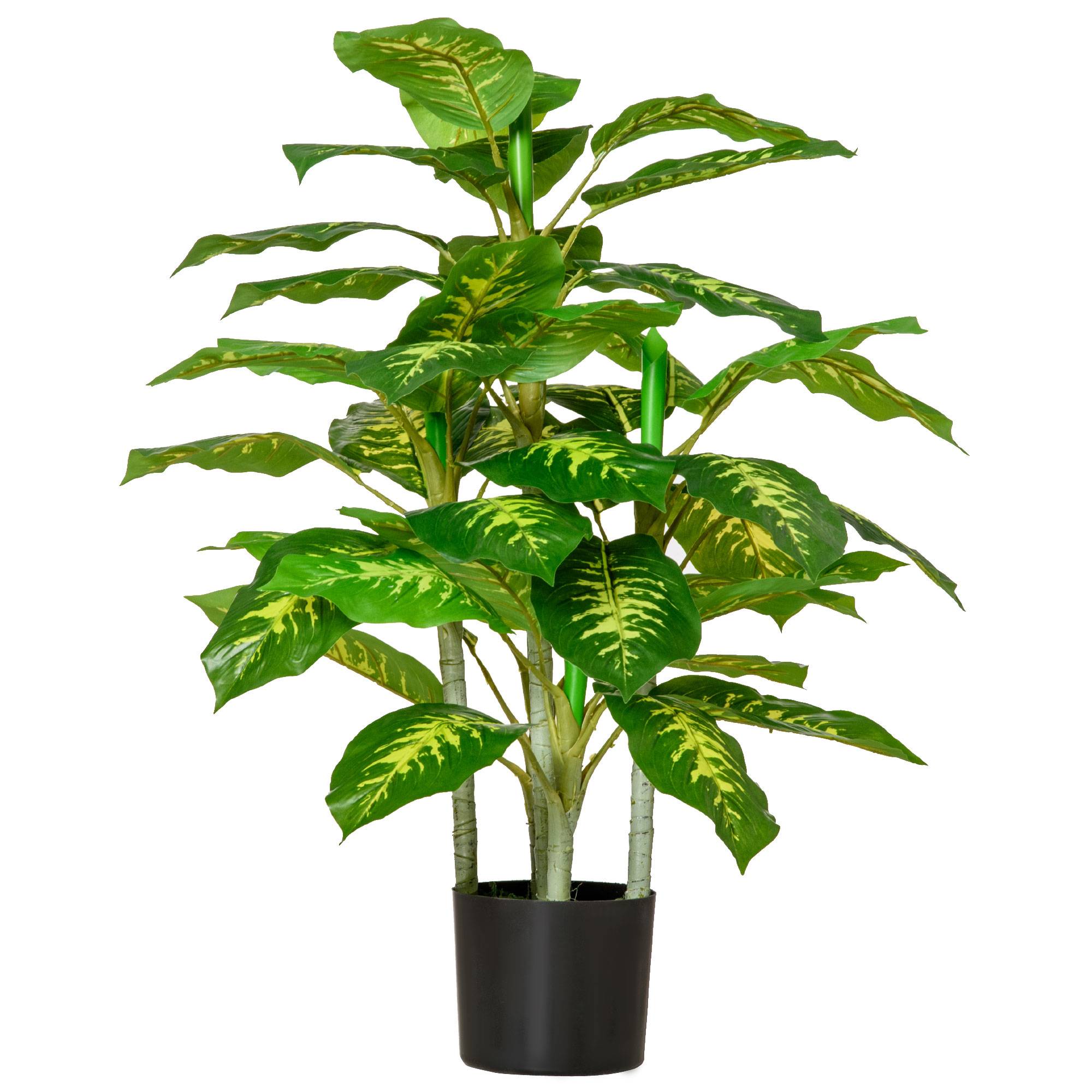 Sans Marque - Plante artificielle, plante en plastique, pot en ciment, intérieur/extérieur, 95 cm, vert - Image 2