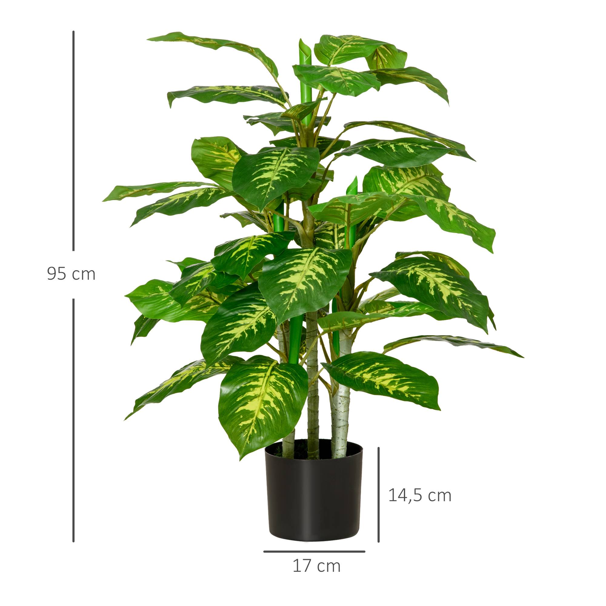 Sans Marque - Plante artificielle, plante en plastique, pot en ciment, intérieur/extérieur, 95 cm, vert - Image 5