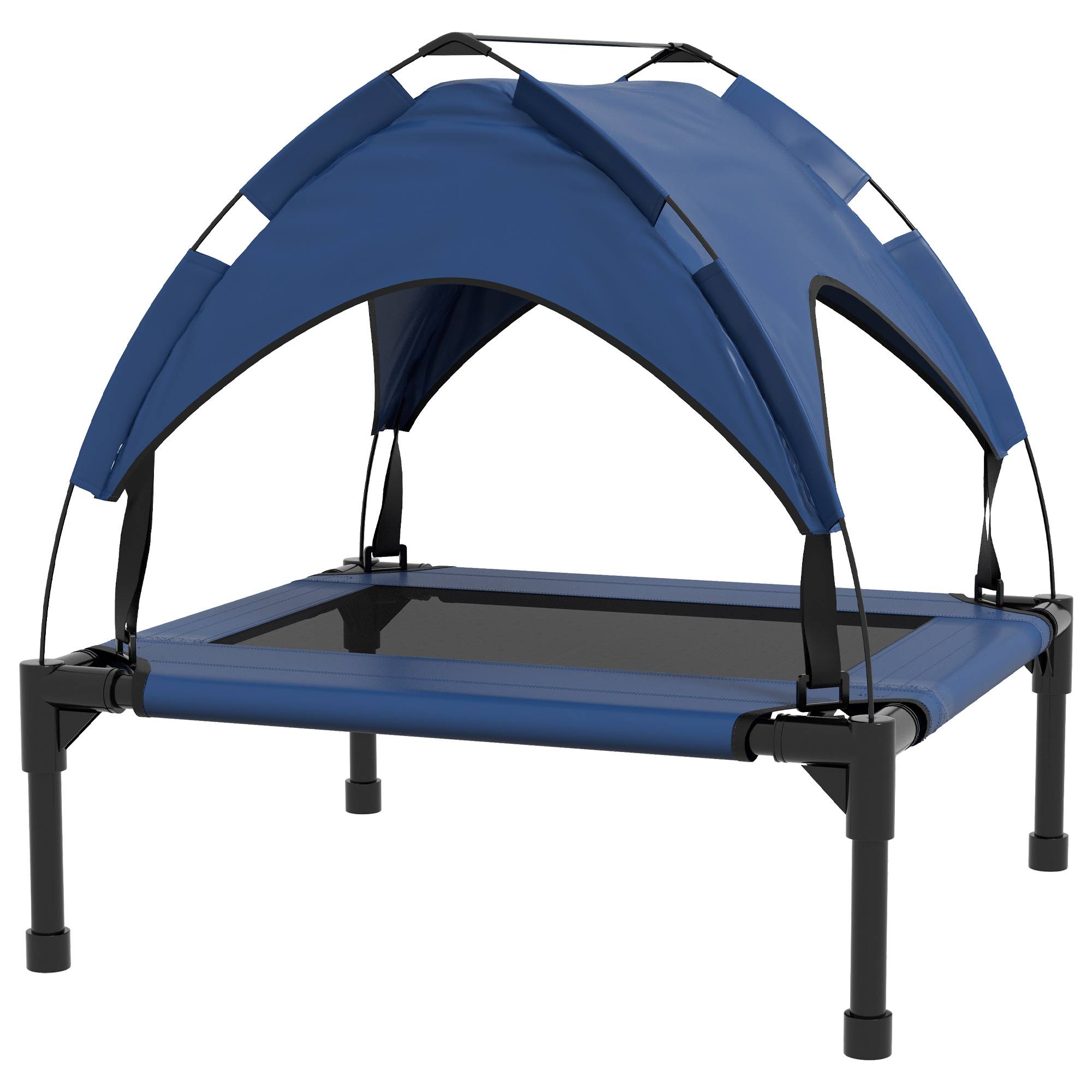 Lit pour chien avec toit acier polyester bleu foncé 76 x 61 x 69.5 cm - PANGIVO - Image 2