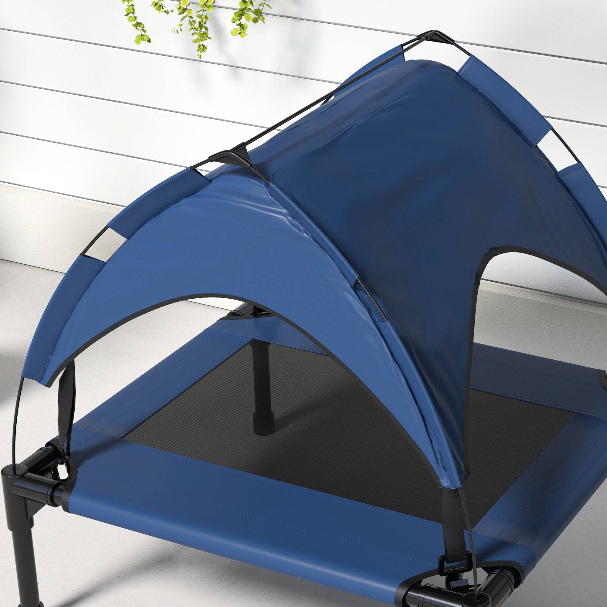 Lit pour chien avec toit acier polyester bleu foncé 76 x 61 x 69.5 cm - PANGIVO - Image 10
