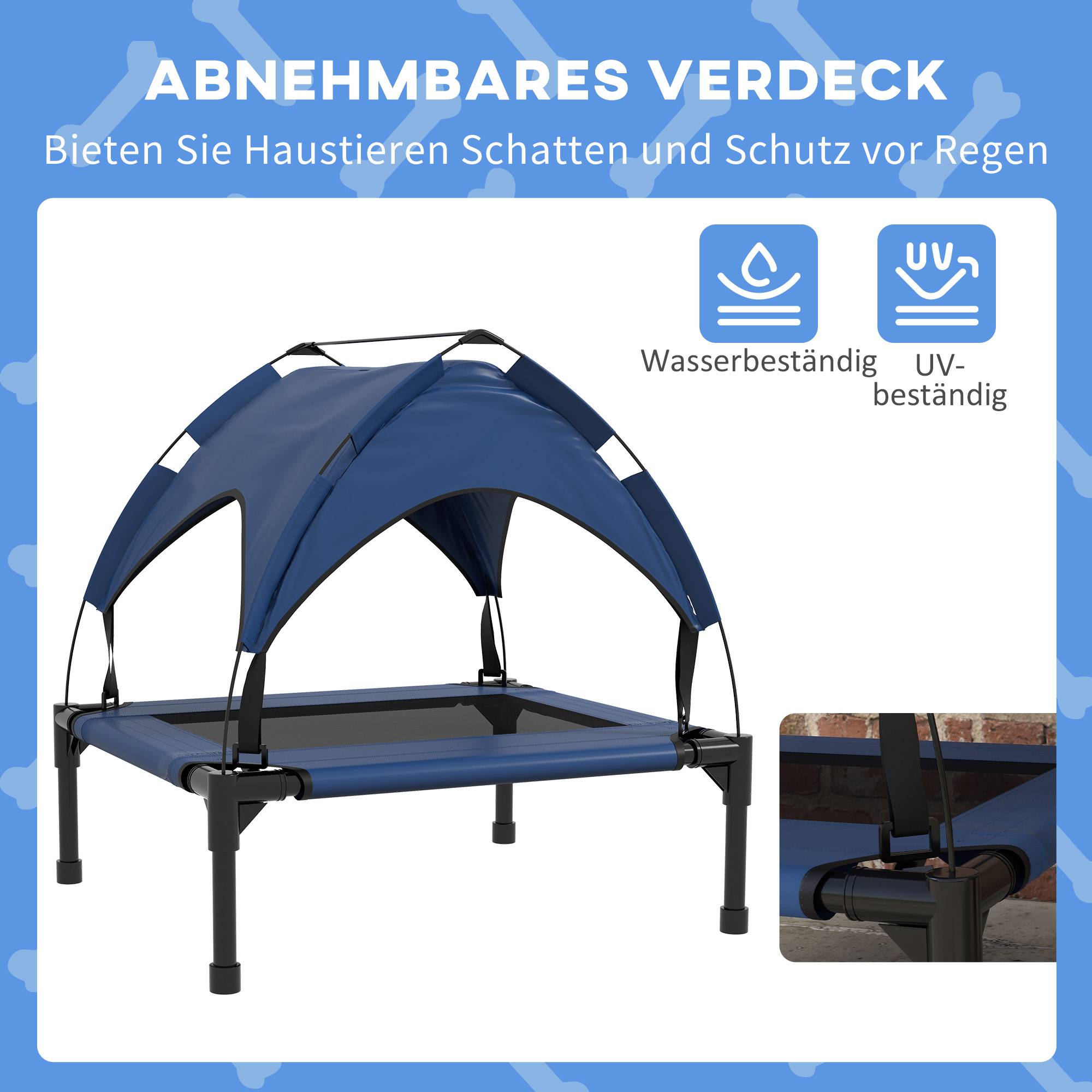 Lit pour chien avec toit acier polyester bleu foncé 76 x 61 x 69.5 cm - PANGIVO - Image 7