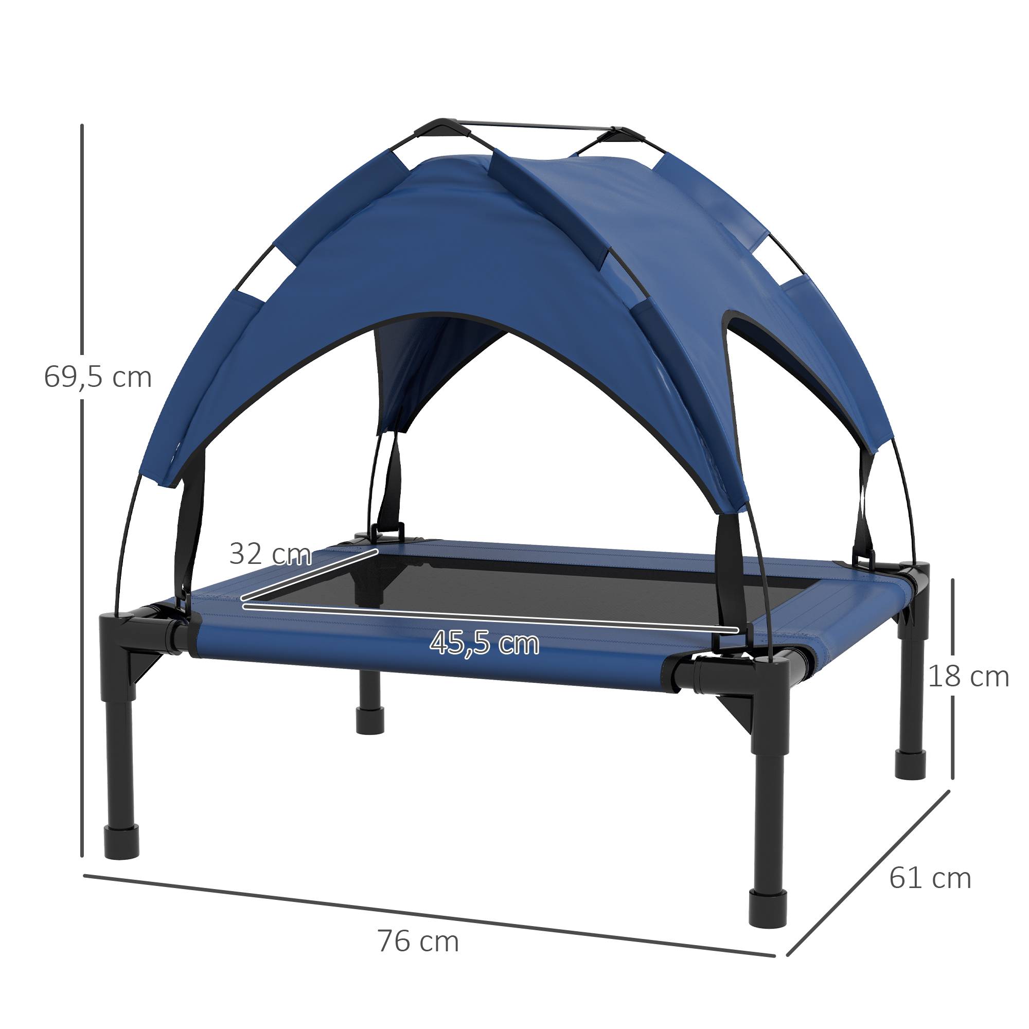 Lit pour chien avec toit acier polyester bleu foncé 76 x 61 x 69.5 cm - PANGIVO - Image 5