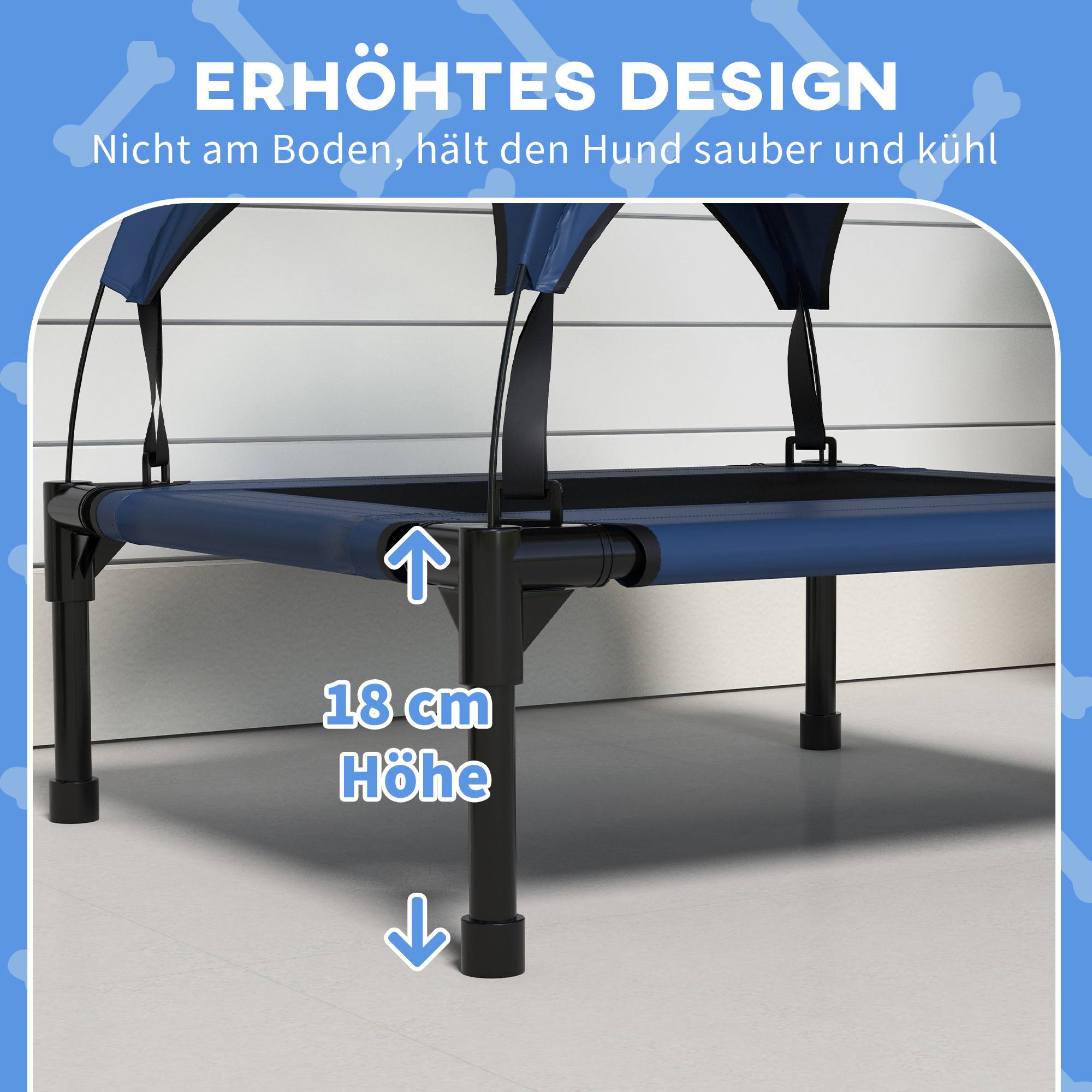 Lit pour chien avec toit acier polyester bleu foncé 76 x 61 x 69.5 cm - PANGIVO - Image 9