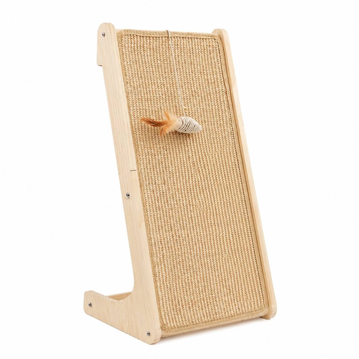 Grattoir pour chat en sisal L shape mural ou sol avec souris incluse - Image 1