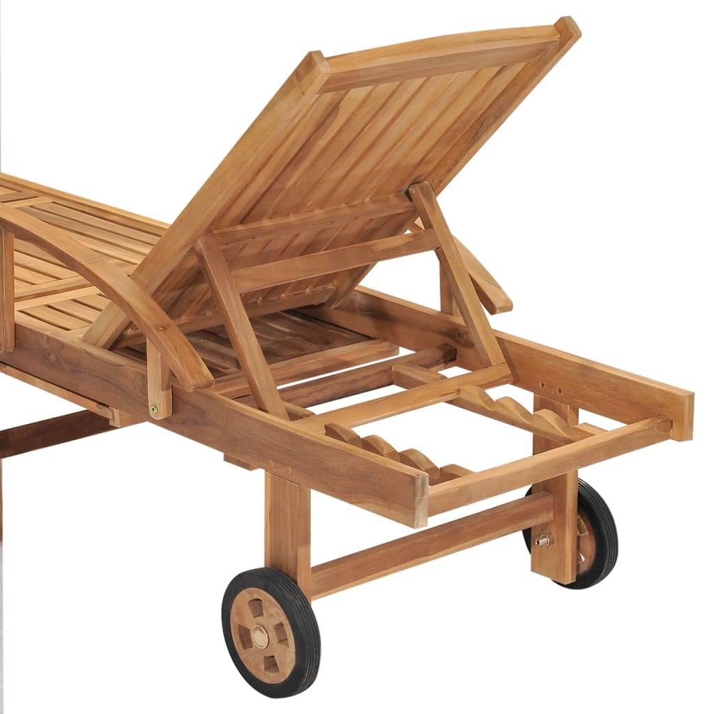Helloshop26 - Transat chaise longue bain de soleil lit de jardin terrasse meuble d'extérieur bois de teck solide - Image 7