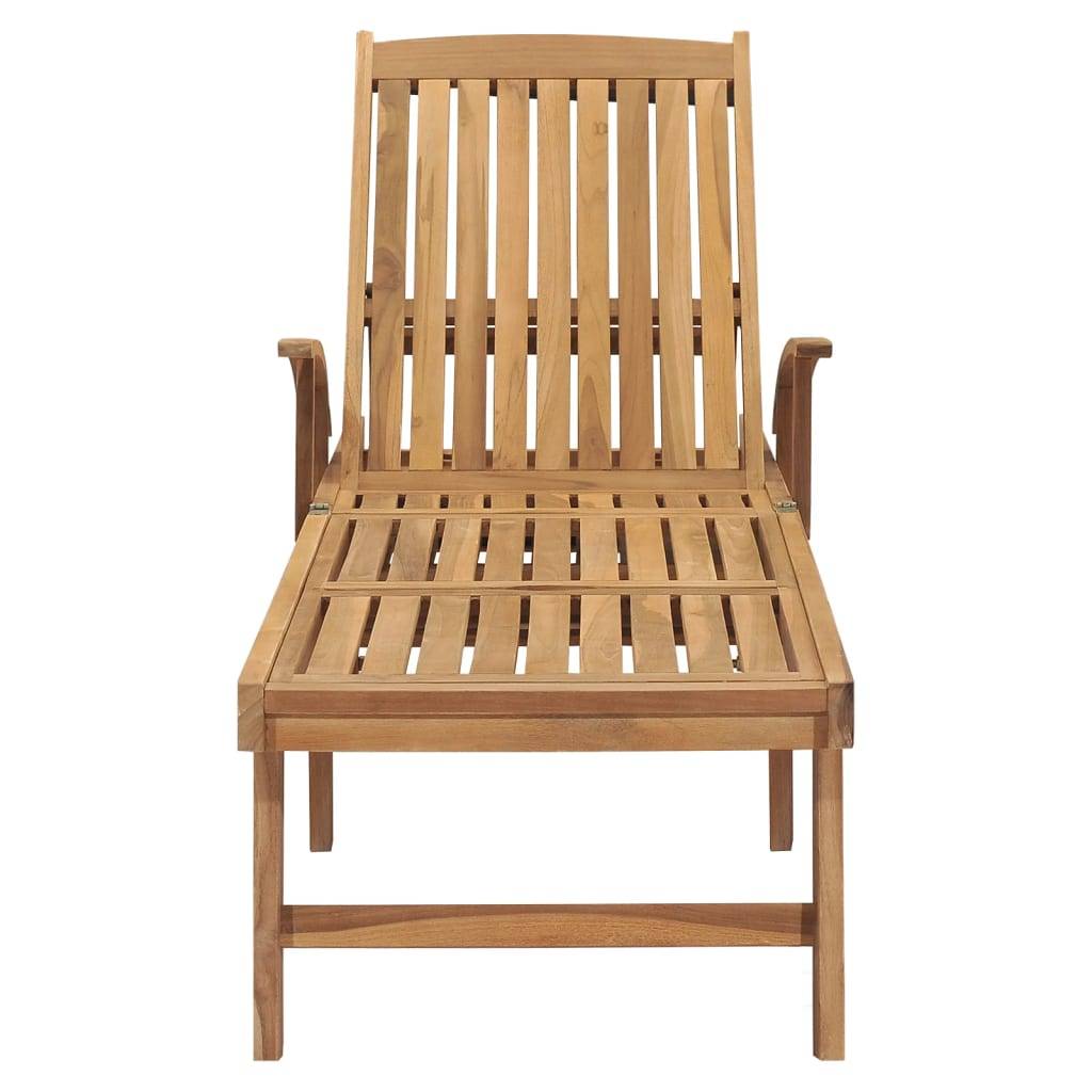 Helloshop26 - Transat chaise longue bain de soleil lit de jardin terrasse meuble d'extérieur bois de teck solide - Image 4