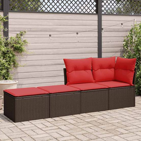 Salon de jardin avec coussins 2 pcs | Mobilier d'extérieur marron résine tressée acacia Maison Chic - Image 3