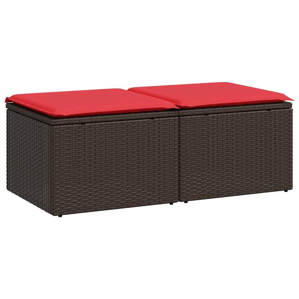 Salon de jardin avec coussins 2 pcs | Mobilier d'extérieur marron résine tressée acacia Maison Chic - Image 1