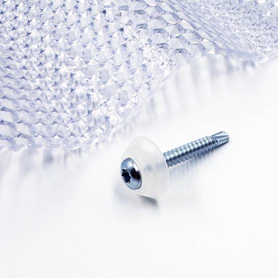 MK PC DIAMONDS vis galvanisées M5 x 40 mm pour métal avec rondelle d'étanchéité transparente, pour revêtement en polycarbonate, 50 pièces - Image 1