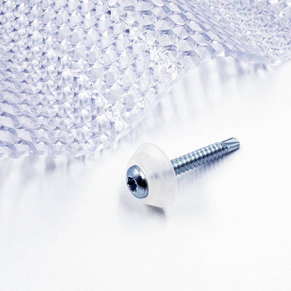 MK PC DIAMONDS vis galvanisées M5 x 40 mm pour métal avec rondelle d'étanchéité transparente, pour revêtement en polycarbonate, 50 pièces - Image 1