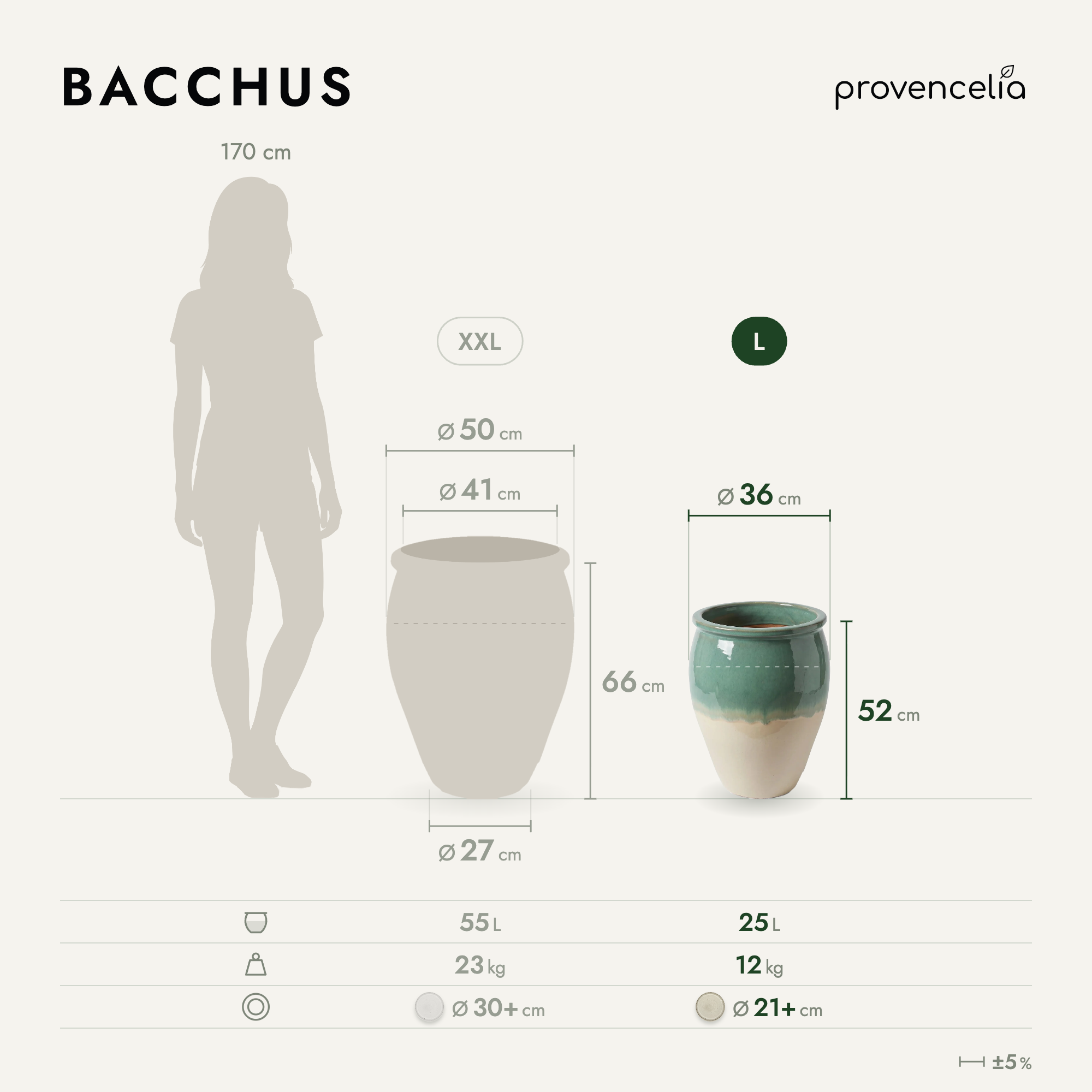 Provencelia - Pot BACCHUS 36x52cm brume d'été - Image 2