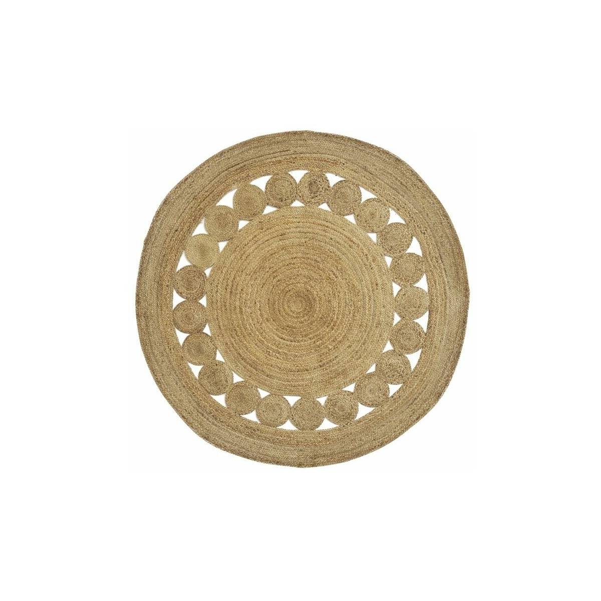 Aubry Gaspard - Tapis rond en jute naturelle ajourée Diamètre 180cm - Image 1