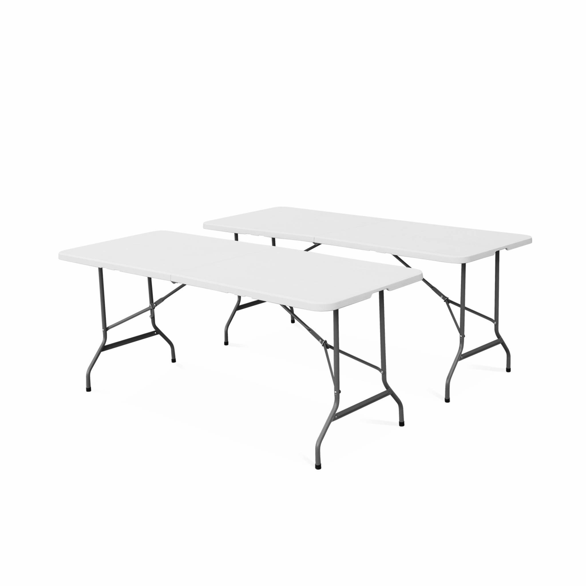 sweeek - Lot de 2 tables de réception. pliables 180cm. table pliante avec poignée de transport. table de camping | sweeek - Image 2