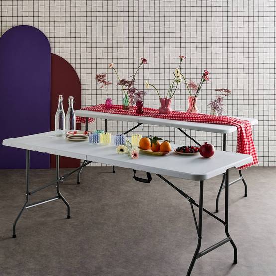 sweeek - Lot de 2 tables de réception. pliables 180cm. table pliante avec poignée de transport. table de camping | sweeek - Image 5